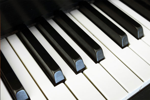 Close-up of a piano keyboard